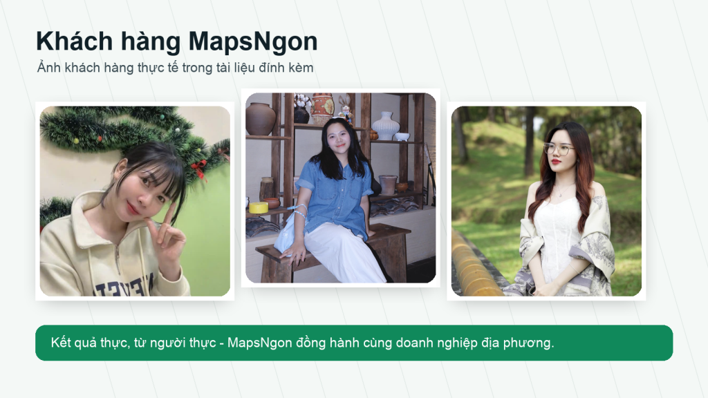 Ảnh khách hàng thực tế của MapsNgon trong lĩnh vực Google Maps và Local SEO